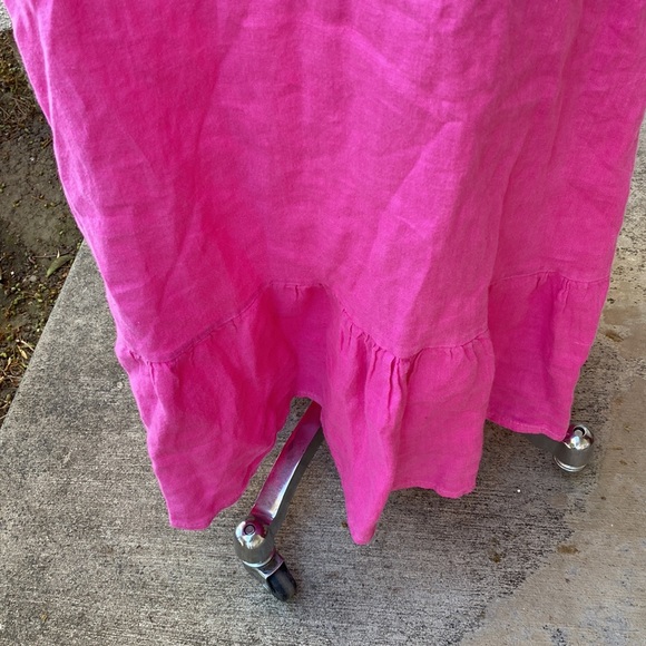Terzo Millennio 100% linen stunning tiered pink dress. Made in Italy. - Picture 4 of 13
